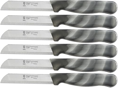 SMI - Juego de 6 cuchillos de pelar con borde dentado, cuchillo para verduras, cuchillo de frutas, cuchillo de cocina fabricado en Solingen Alemania