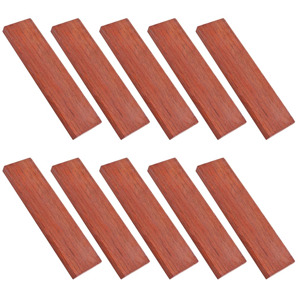 BENECREAT 10Pcs Wood Knife Handles, Sienna Natural Wood Knife Handle Scales for DIY Music Instruments Tools Crafts, 162x41x10.5mm/6.4x1.6x0.4 Inch