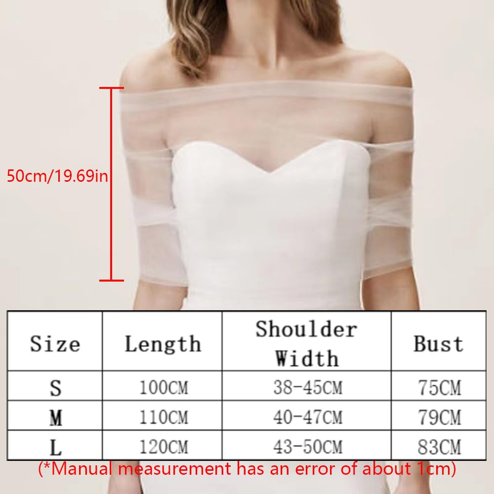 étole pour femme - Boléro blanc - Manteau en dentelle - Robe de mariée - Écharpes de mariage - Fauteuil enveloppant - Chaise de mariée - En tulle amovible - Épaules dénudées - Robe de soirée