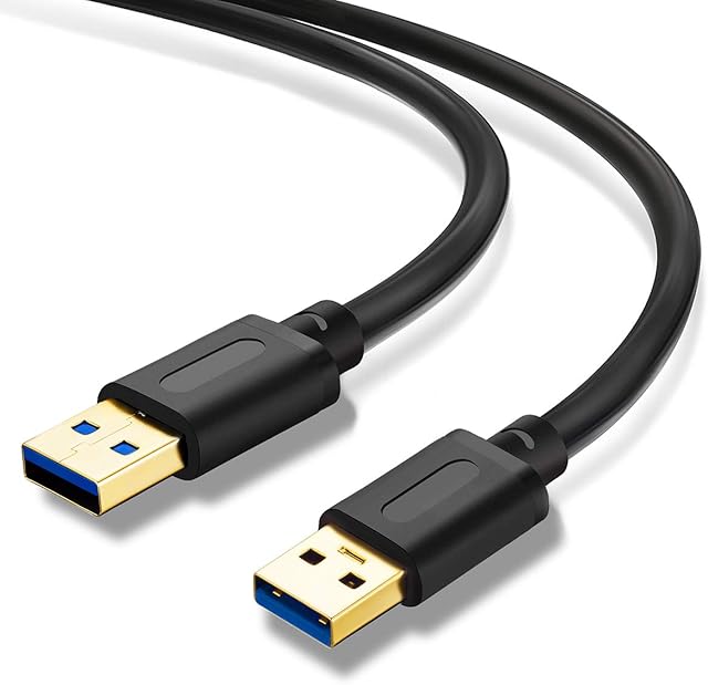 Jelly Tang USB 3.0 A to A Male Cable 0.3M,USB to USB Cable USB Male to Male Cable Double End USB Cord with Gold-Plated Connector for Hard Drive Enclosures, DVD Player, Laptop Cooler (1Ft/0.3M)