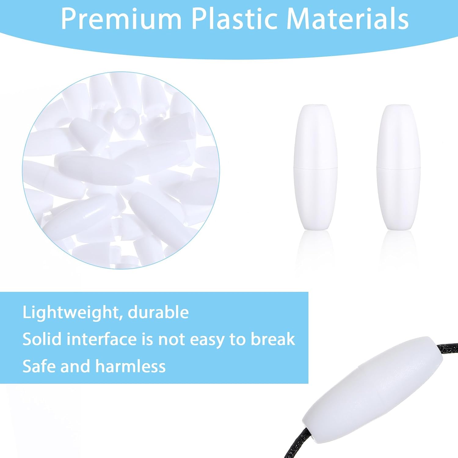 Ymapinc 50Pcs Breakaway Clasp, Plastic Break Away Clasps for Necklace Bracelets Lanyards DIY Crafts White Safety Barrel Connectors for Jewelry Making (24mm)