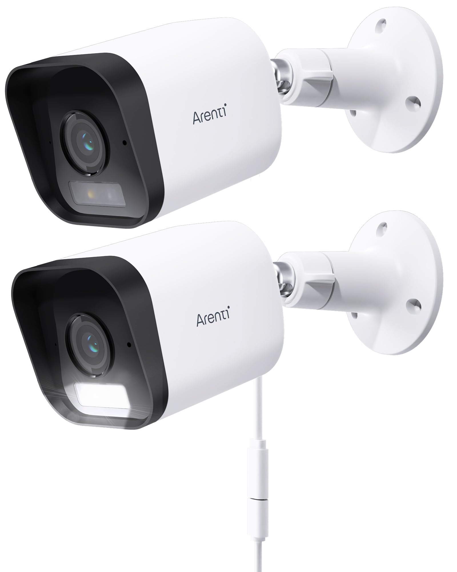 ARENTI Set da 2 Telecamere Esterno 2,5K/4MP, Telecamera Sorveglianza Esterno 2,4GHz, Impermeabile IP65, Visione Notturna, Audio Bidirezionale, Rilevamento Intelligente, Registrazione 24/7