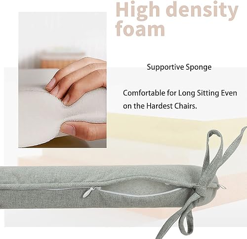 Miniatura 7 de Magpie Fabrics - Juego de 4 cojines para sillas de interiorexterior de 17"x16"x2" con lazos, almohadillas de asiento en forma de U impermeables para