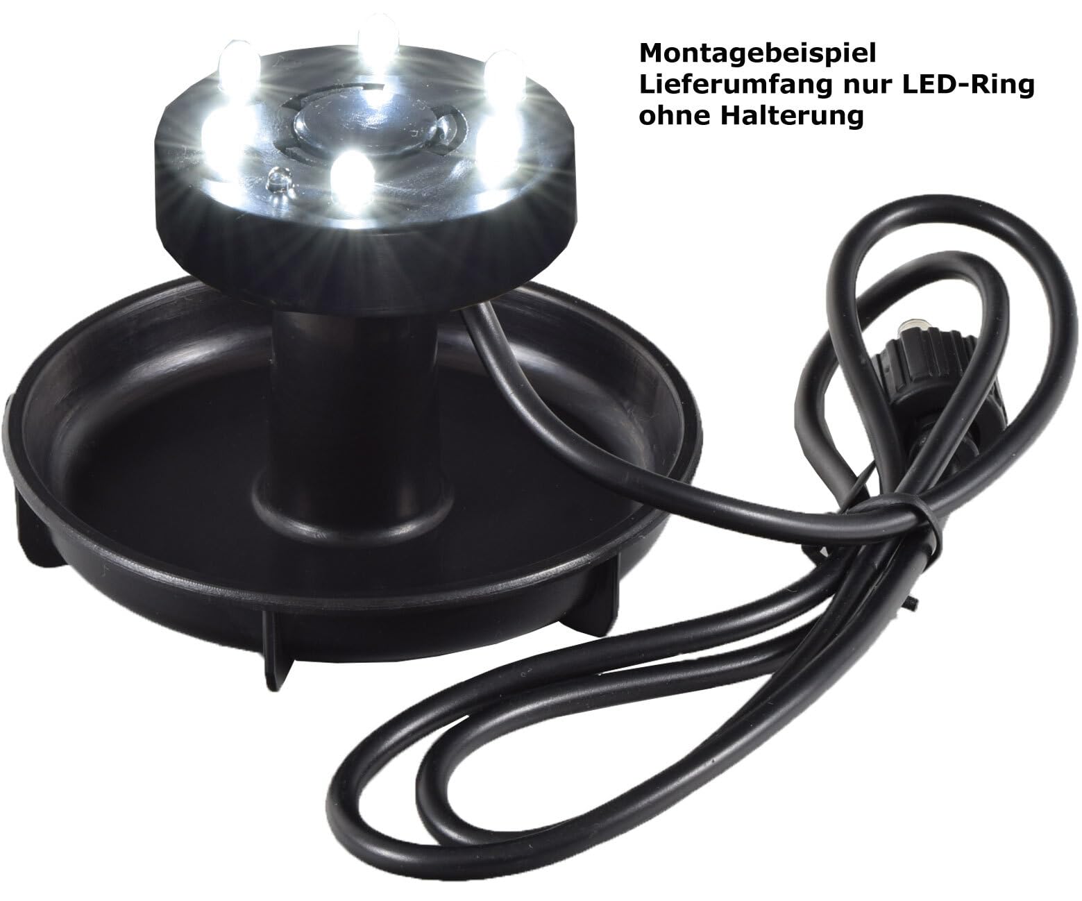 Agora-Tec® Solar Teichpumpe Set 20W beleuchtet Li-Akku & 6-fach LED Ring | Lithium-Ionen Akku 12,8V 6Ah | 1350l/h Fördermenge | inkl. Dämmerungssensor & Timer
