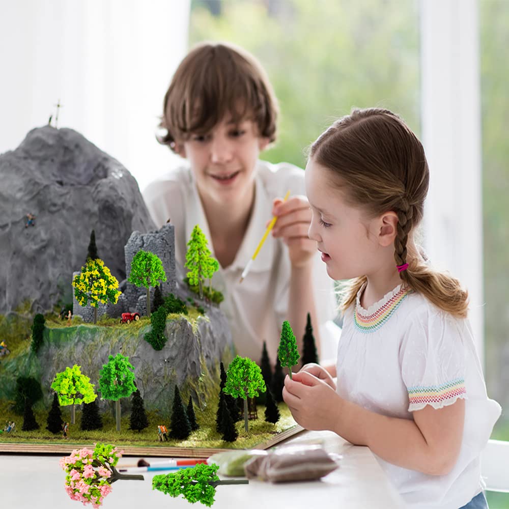 Vegena Modèle Arbres 65 Pièces, Mini Arbre Diorama, Modèle Train Arbres, Mixte Modèle Arbre en Plastique pour DIY de Paysage Landscape, Jardin Miniature Decoration