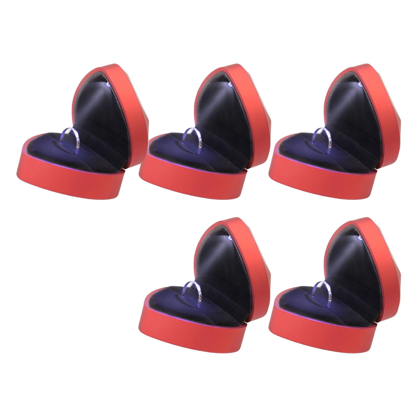 MICFENY Love Heart Shape Rings Box with LED Light Accessory for Engagement Proposal Wedding Supplies Valentines Day Gifts