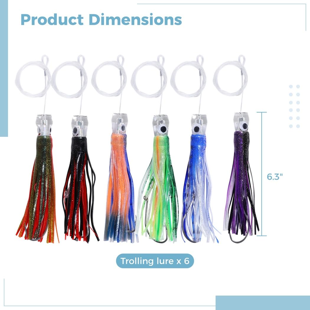 Lot de 6 leurres de pêche à la traîne en mer, 16 cm, kit d'appâts pour thon, marlin, mahi, Wahoo