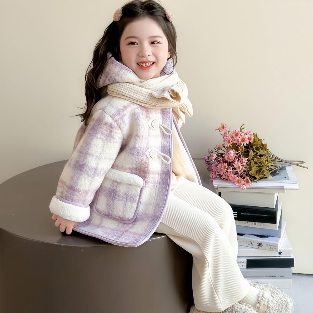 [EXGXKEDG] ボアブルゾン ガールズ ボアコート ゆったり ジャケット 厚手 アウター もこもこ 防寒 ミドル丈 ボタン フ