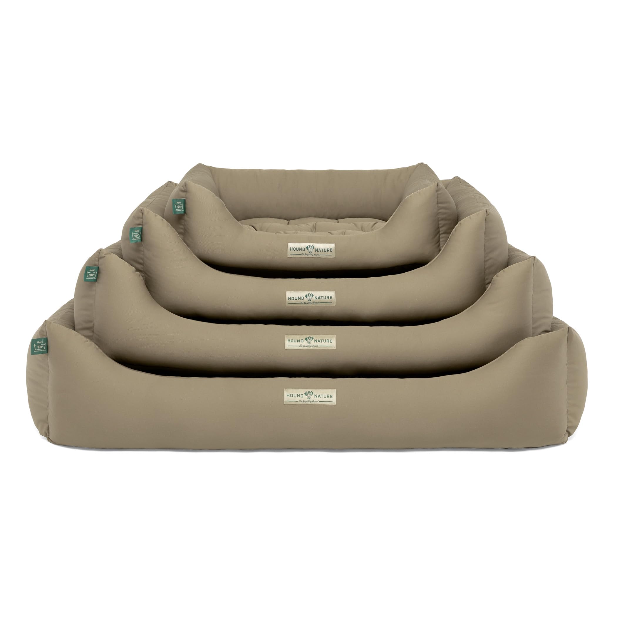 HOUND & NATURE | Cama ecológica para perros Luzern | Suave y suave, talla XXL para perros muy grandes, cama mullida y mullida lavable con cojín reversible (XXL – 125 x 95 cm, topo)