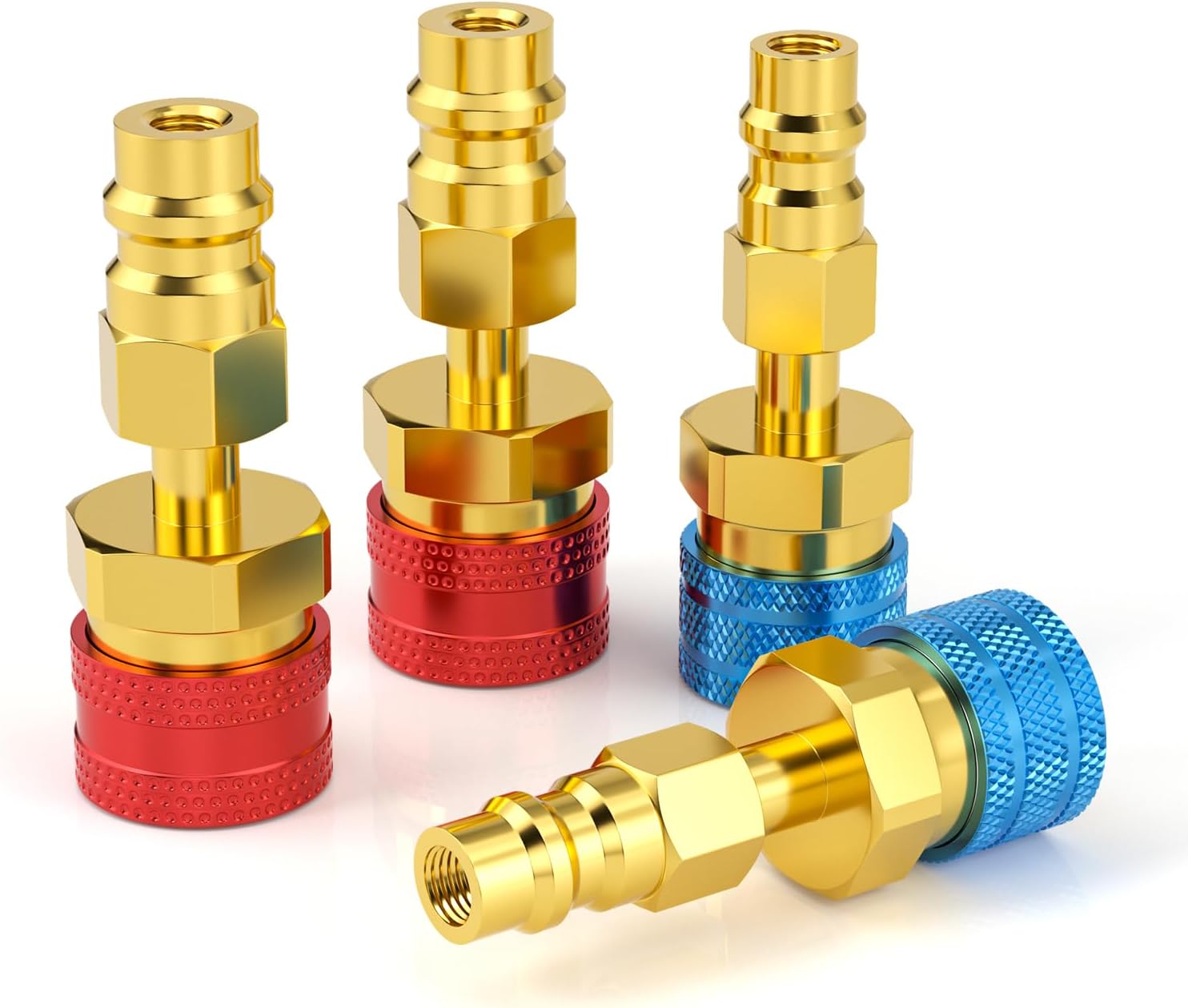 GASHER R1234YF to R134a Conversion Adapter, High and Low Side Quick Connect Coupler Kit for AC Charging and Refrigerant Hose Fitting 4PCS