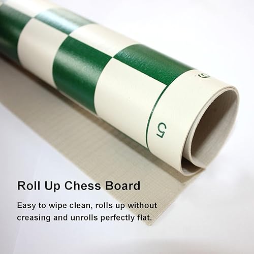 Miniatura 5 de Tablero de ajedrez enrollable para torneos, tapete de ajedrez de vinilo portátil, superficie antideslizante e impermeable para viajesclubes (solo