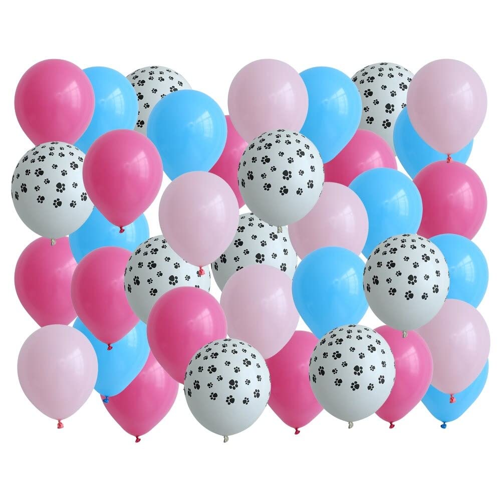 Atpata Funky Paw Print 10inch Latex Balloons for Pet Dog/Cat Birthday Party Decorations (Blue Pink Paw)