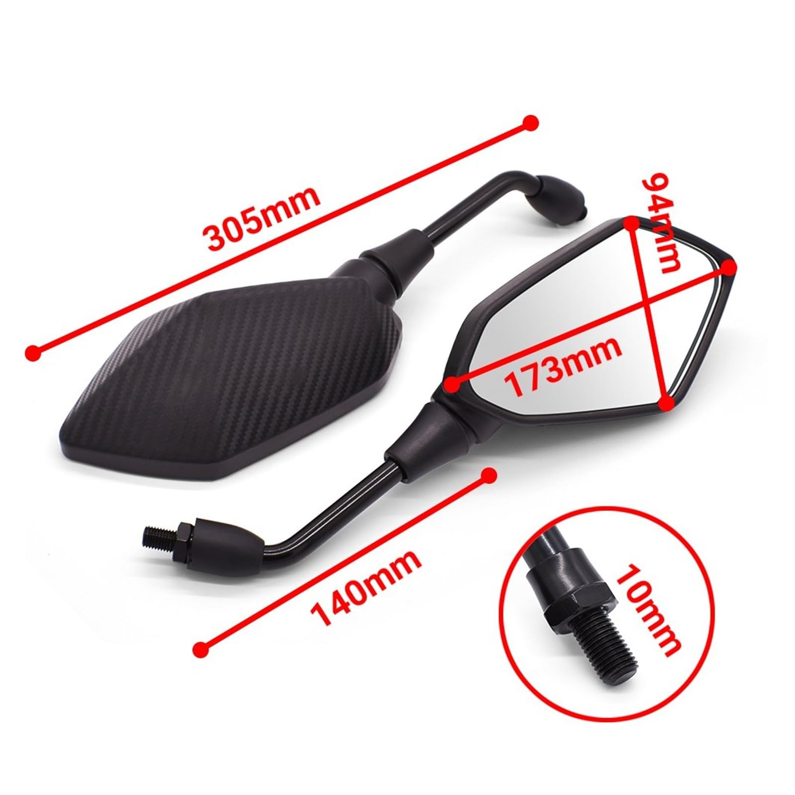 Espejo Retrovisor Motocicleta Para CB1100 CRF1000L ÁFRICA Para TWIN CBF1000 CB 600F F600 Espejo de motocicleta Fibra de carbono Espejos retrovisores de vidrio blanco 2 unids/par Retrovisores Manillar