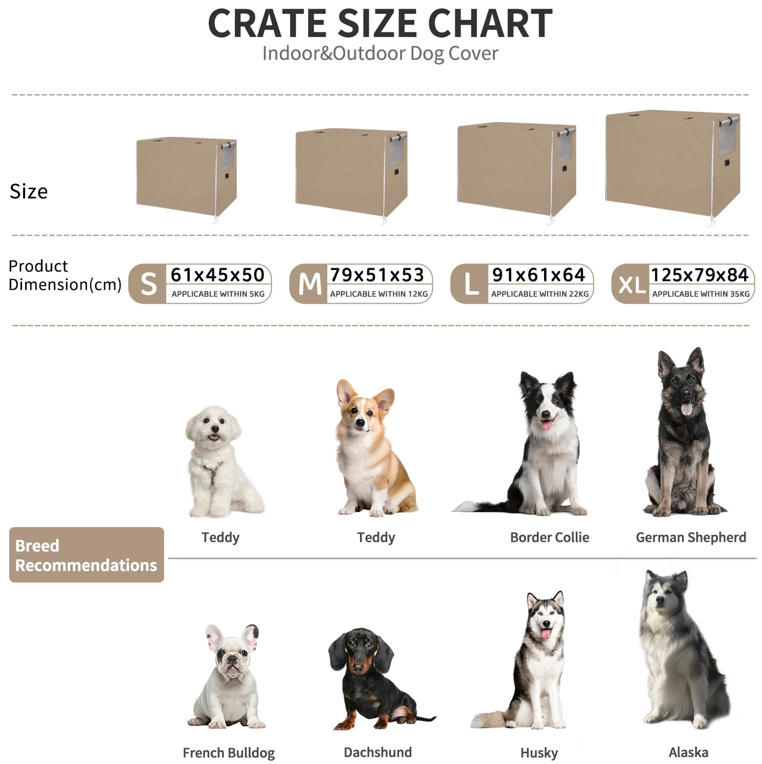OUUTMEE Copertura per gabbia per cani adatta per gabbie per cani da 122 cm, impermeabile in tessuto Oxford 210D, copertura antivento per gabbia per cani per animali domestici, protezione interna ed