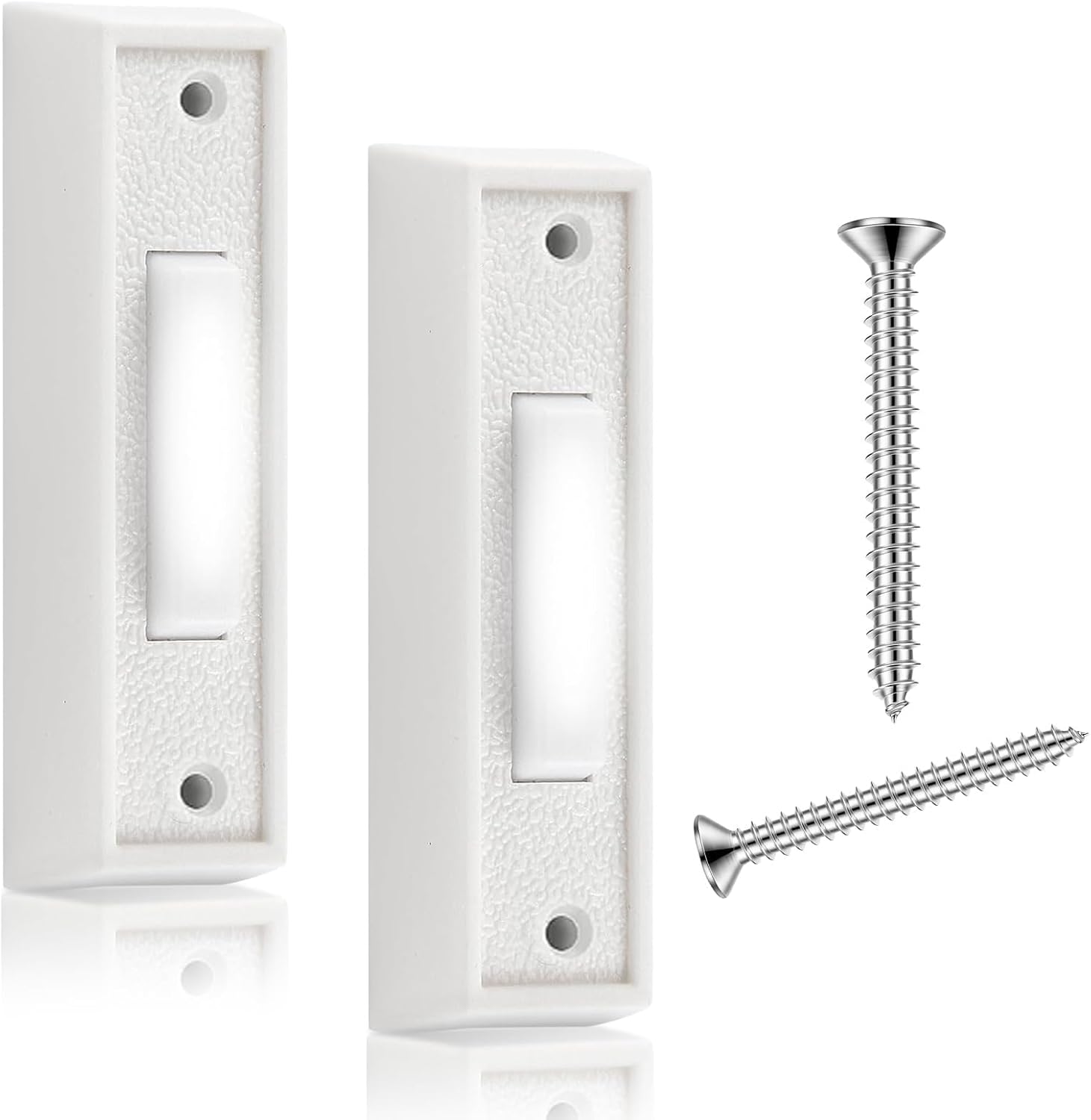 2Pack Door Bell Buttons Wired, Wired Door Bell Push Buttons LED Door Chime/White Door Bell Button, Lighted Doorbell Button for Most Door Bell Chimes White Light, Wall Mounted Doorbell Switch Garage