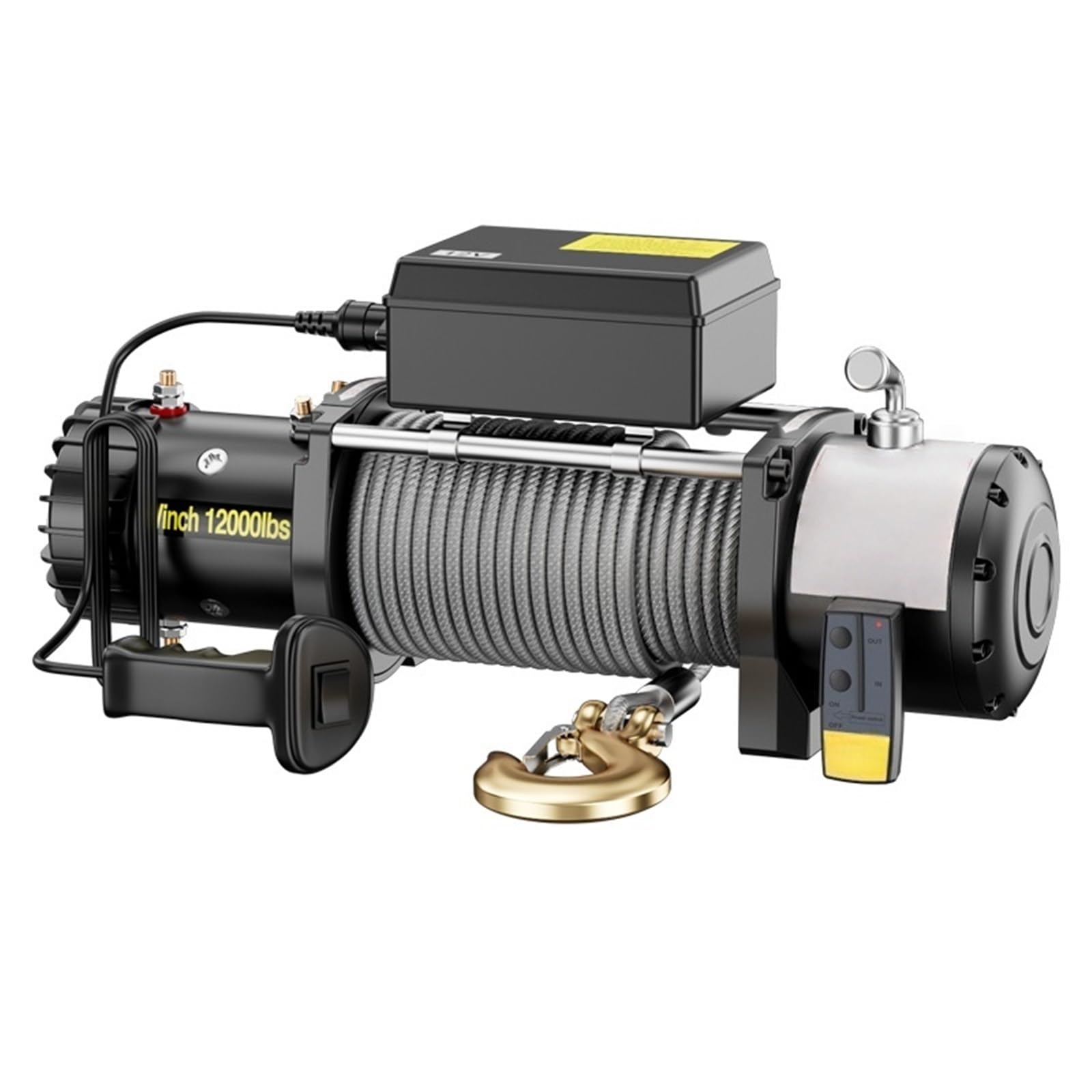 Polipasto Eléctrico 12v24v6m Control Remoto Inalámbrico Tensión Horizontal 900-1300kg Vehículo Torno Eléctrico Pequeña Grúa Auto Polipasto Eléctrico(24V2000 pounds)
