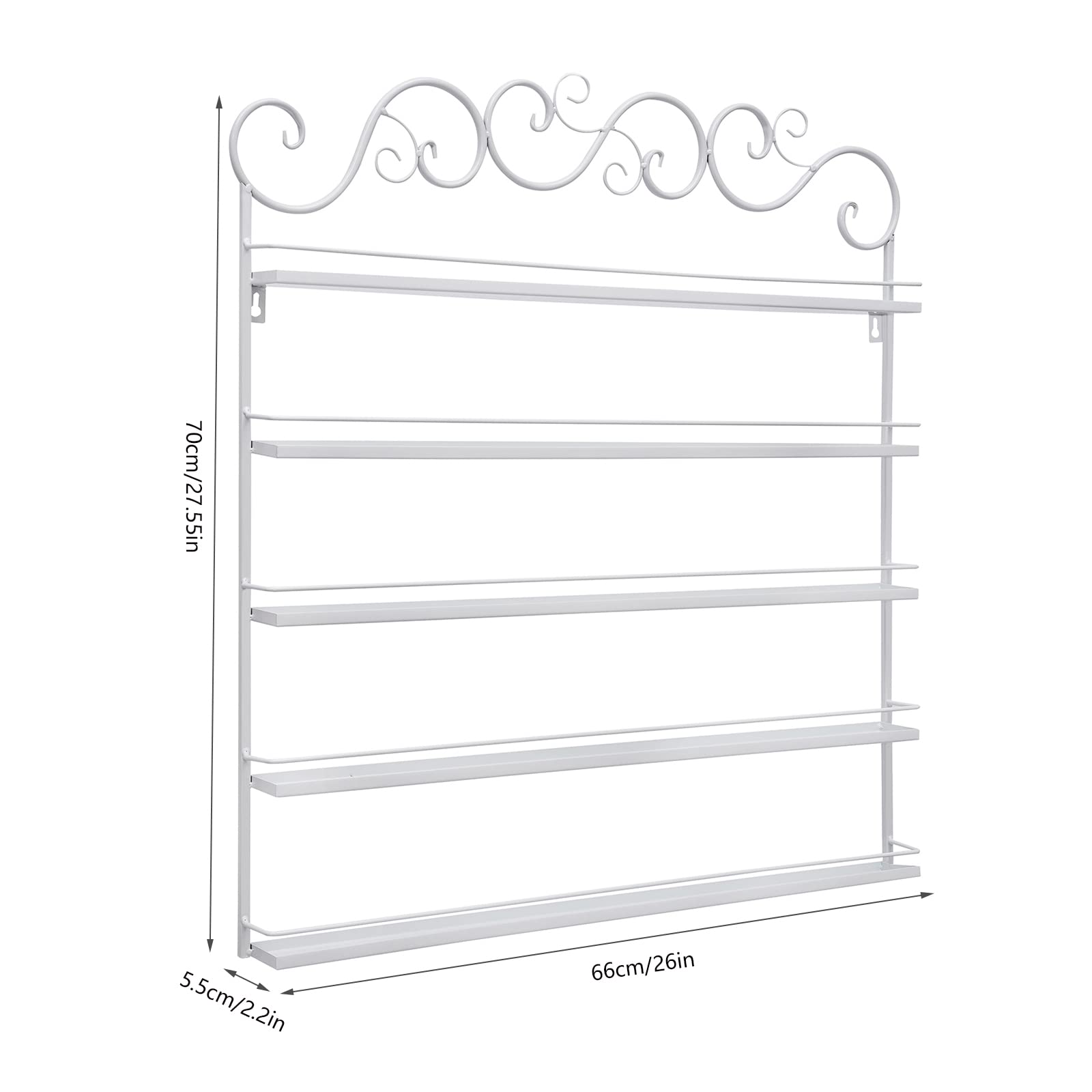 Soporte para esmalte de uñas de 5 niveles, soporte para esmalte de uñas, organizador de pared de metal para esmalte de uñas (blanco)
