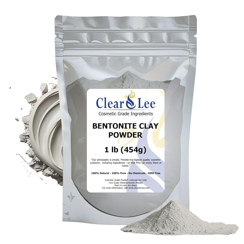 ClearLee Pó de Argila Bentonita de Grau Cosmético, Indian Clay, 454 g