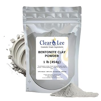 ClearLee Bentonite Clay Cosmetic Grade Powder - 100% Pure Natural Powder - Indian Clay - Great For Skin Detox, Rejuvenation, and More - Heal Damaged Skin - DIY Clay Face Mask 1 LB