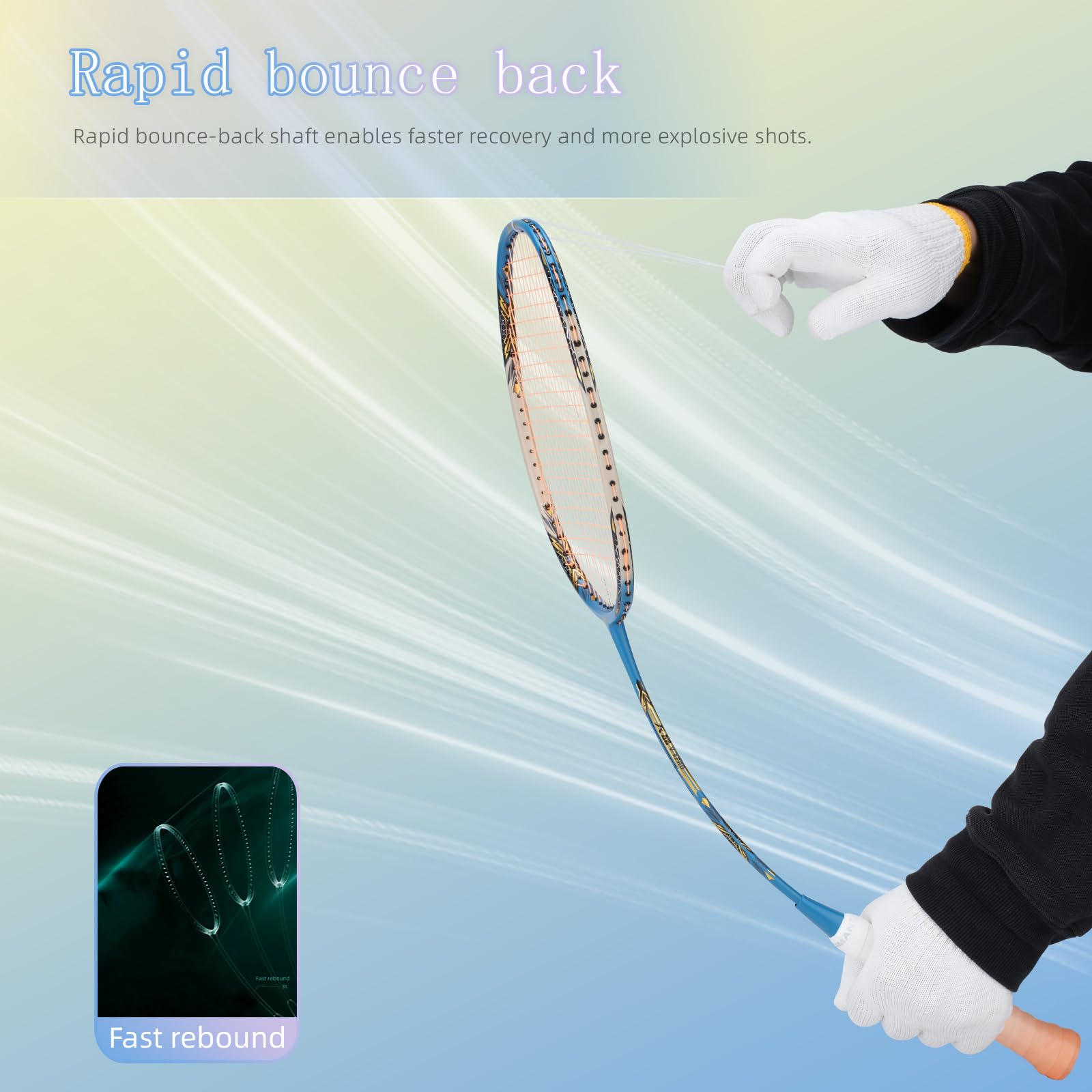 Yodiman Pro Badmintonschläger Ultraleicht – 1200T Carbon Rahmen (35 lbs) mit M55J Schaft, vorbespannt (25 lbs / 0,68 mm Saite) – Turnierqualität für Profis & Fortgeschritte