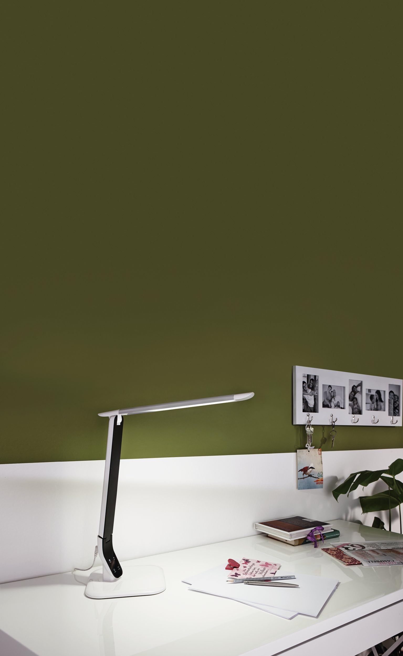 EGLO Sellano Led-tafellamp, 1-lichts met touch, verandering van kleurtemperatuur (warm, neutraal, koud), dimbaar, bureaulamp van hoogwaardig kunststof, staal, bureaulamp in wit, zwart