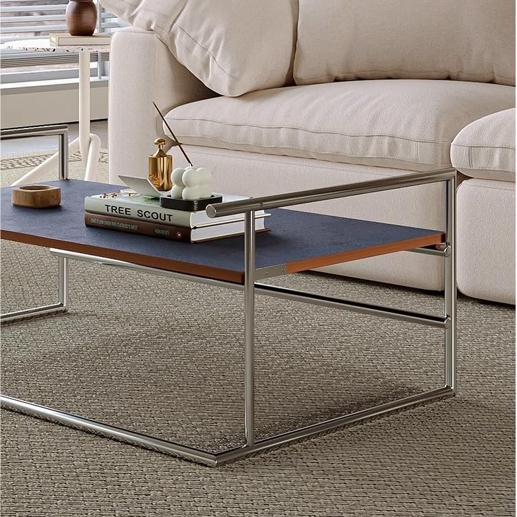 eexbz Sofa Coffee Table Nordic Style Retro Stainless Steel Sofa Side Table Multifunctional Low Table Desk Sofas for Living Room(B)