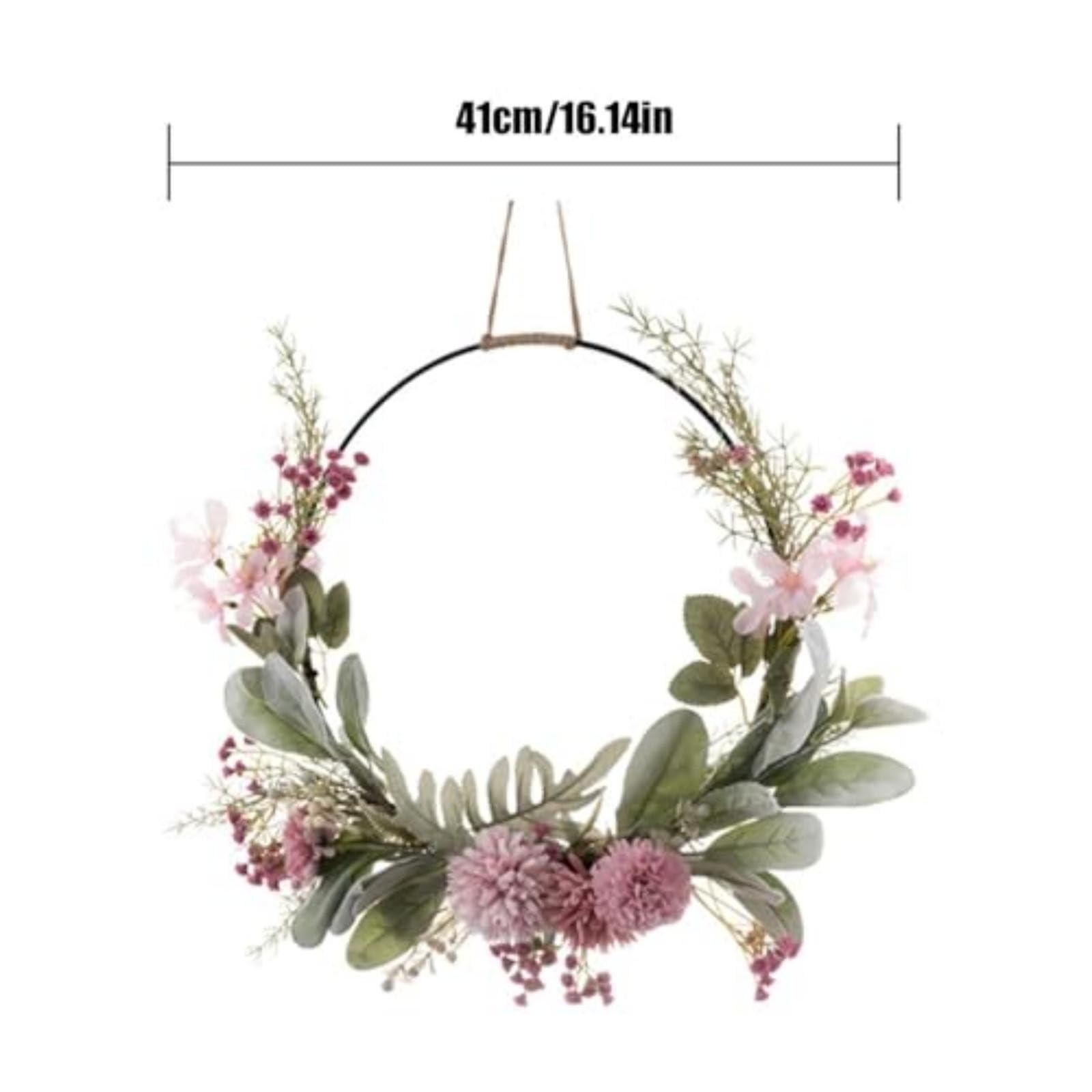 Decoración de puerta de flores, anillo de metal, guirnalda de pared para puerta de Pascua, primavera, Pascua, decoración de primavera para puerta delantera de Pascua, decoración de primavera 062934