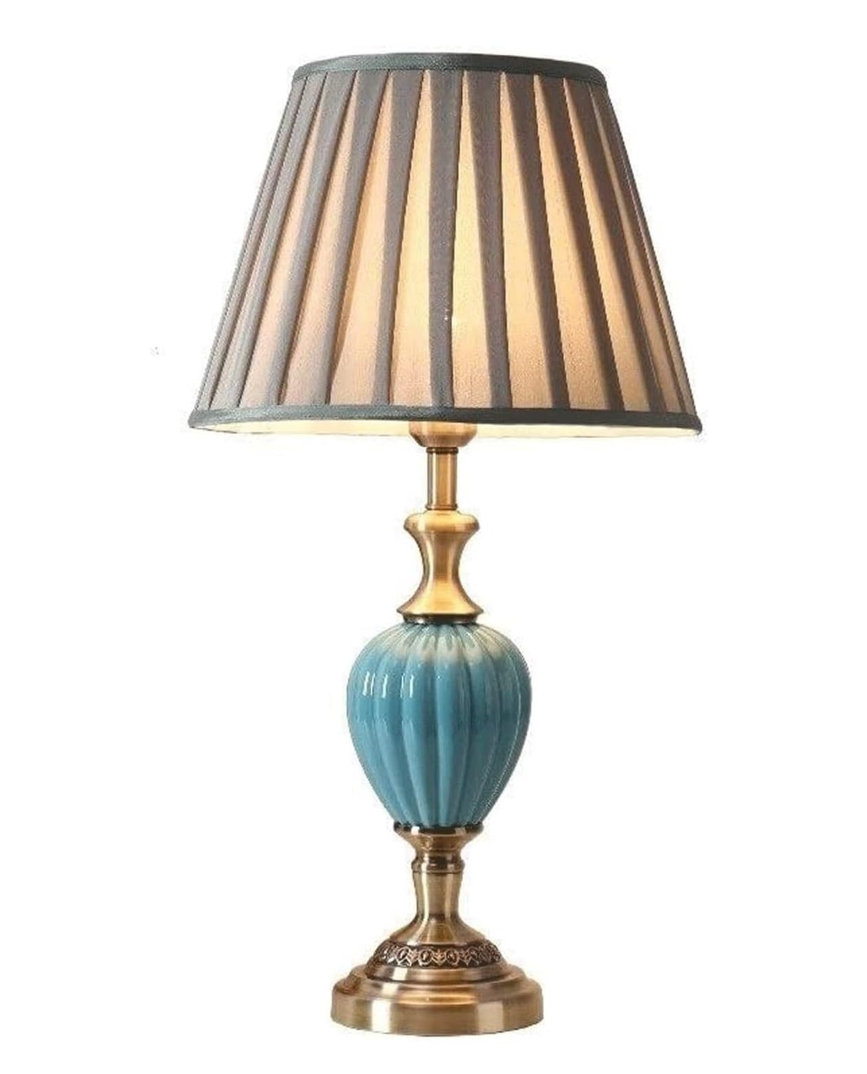 SGKOMN Table Lamp Table Lamps For Living Room Ceramic Table Lamp Fabric Lampshade Bedside Lamp American Style Nightstand Lamp For Bedroom Living Room Bedside Lamps Lamp For Bedr-C-Dimmer