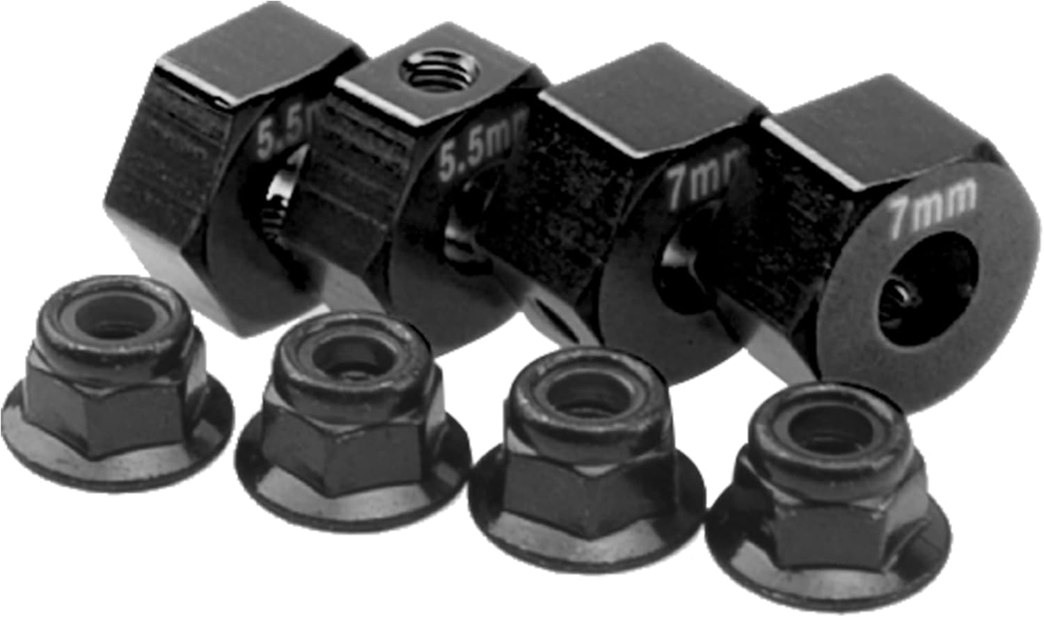 ShareGoo Aluminum 12mm Hex Wheel Hubs Hex Adapter & Flanged Lock Nuts Compatible with Traxxas 2WD Slash Rustler Stampede 1/10 RC Car (Black)
