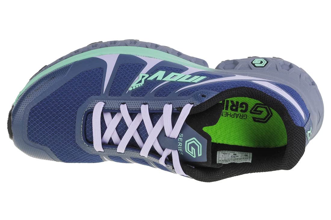 Inov-8 Women's TrailFly Ultra G 300 Max Breathable Light Comfortable Cushioned Terrain Running Shoes | Wider Fit, Navy/Mint/Black, 10 Wide