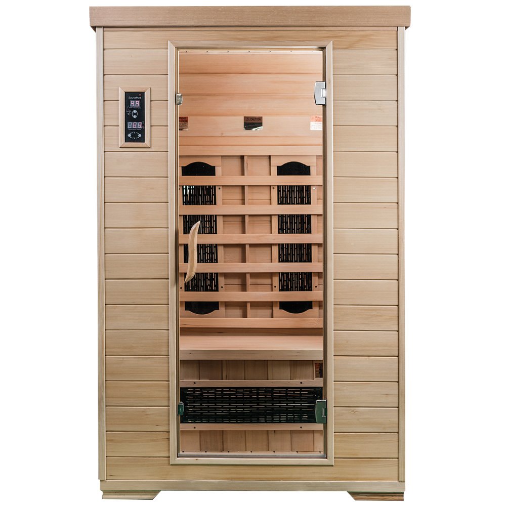 SaunaMed 2 Person Hemlock FAR Infrared Home Indoor Sauna Cabin EMR Neutral™
