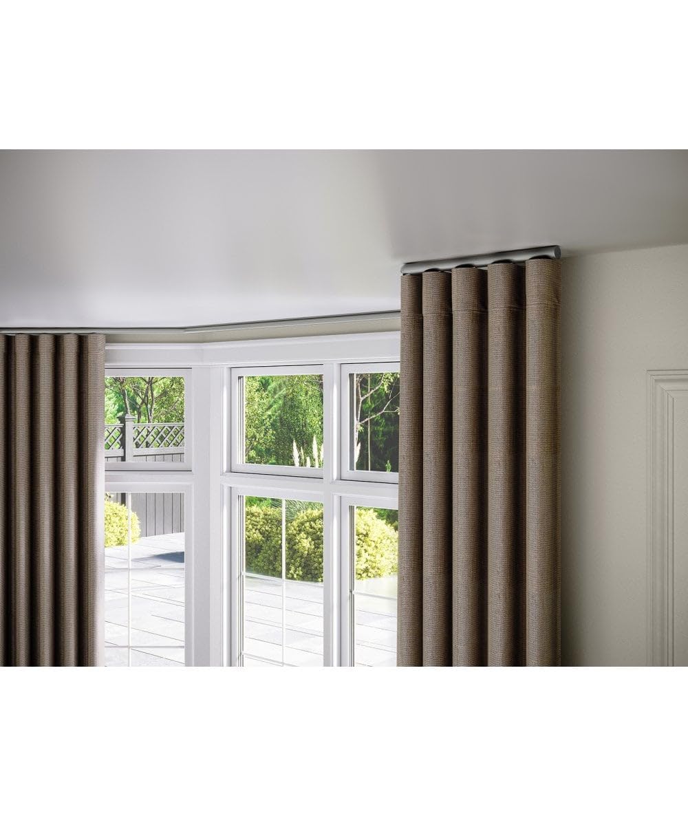 28mm Styleline Corded Gliding Curtain Pole Set with End Cap - Silver, 430cm