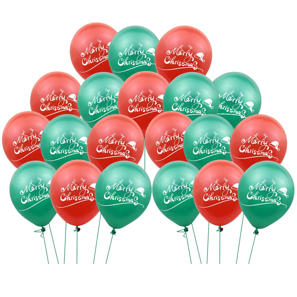 TOYANDONA 20pcs Merry Christmas Balloon Green Red Balloons Santa Claus Mylar Balloon Aluminum Film Foil Helium Balloons Xmas Holiday Party Decorations