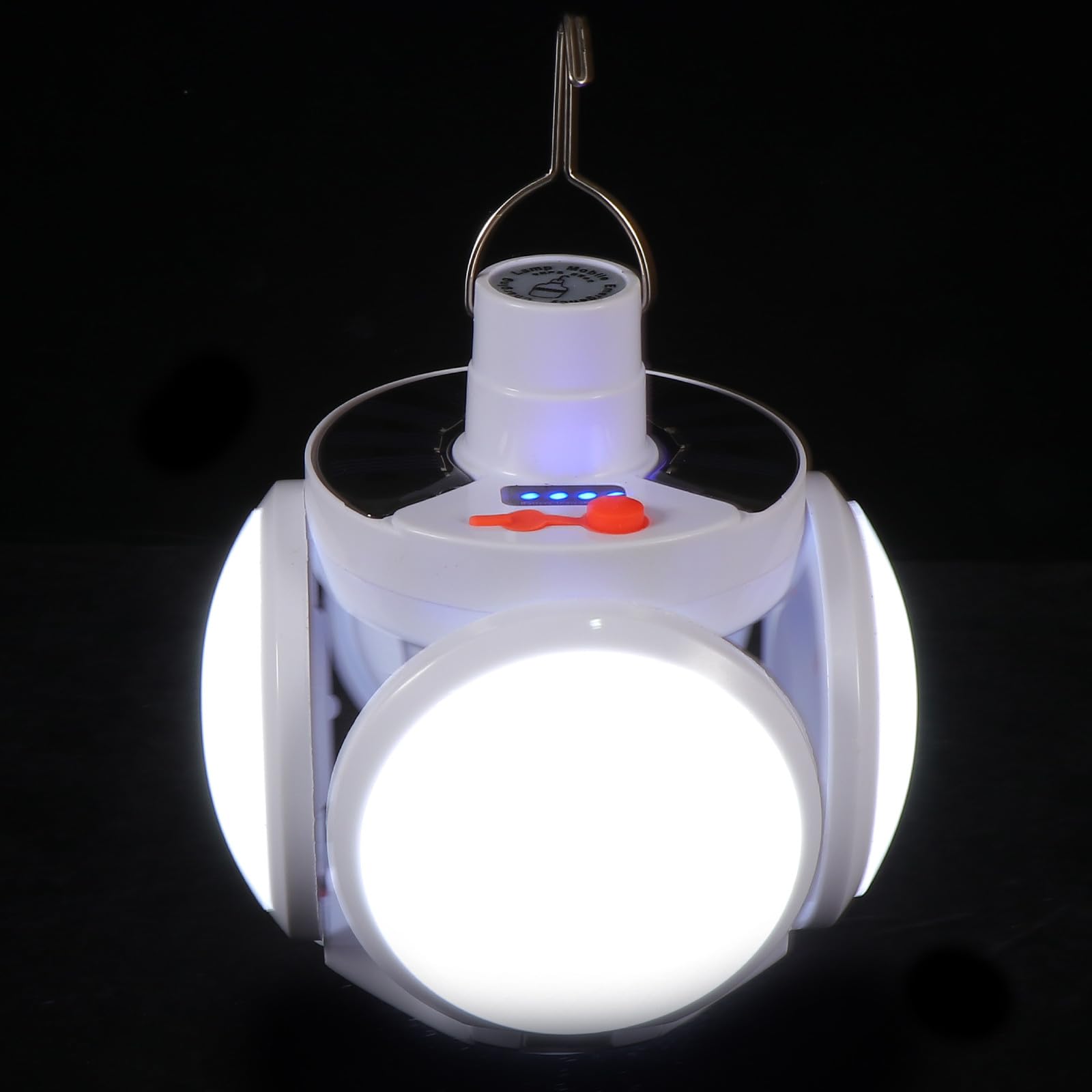 Lámpara Colgante Solar para Acampar al Aire Libre 2400mah Abs | Blanco, 5, 5v Recargable por Usb, Estructura Plegable, para Jardín y Garaje