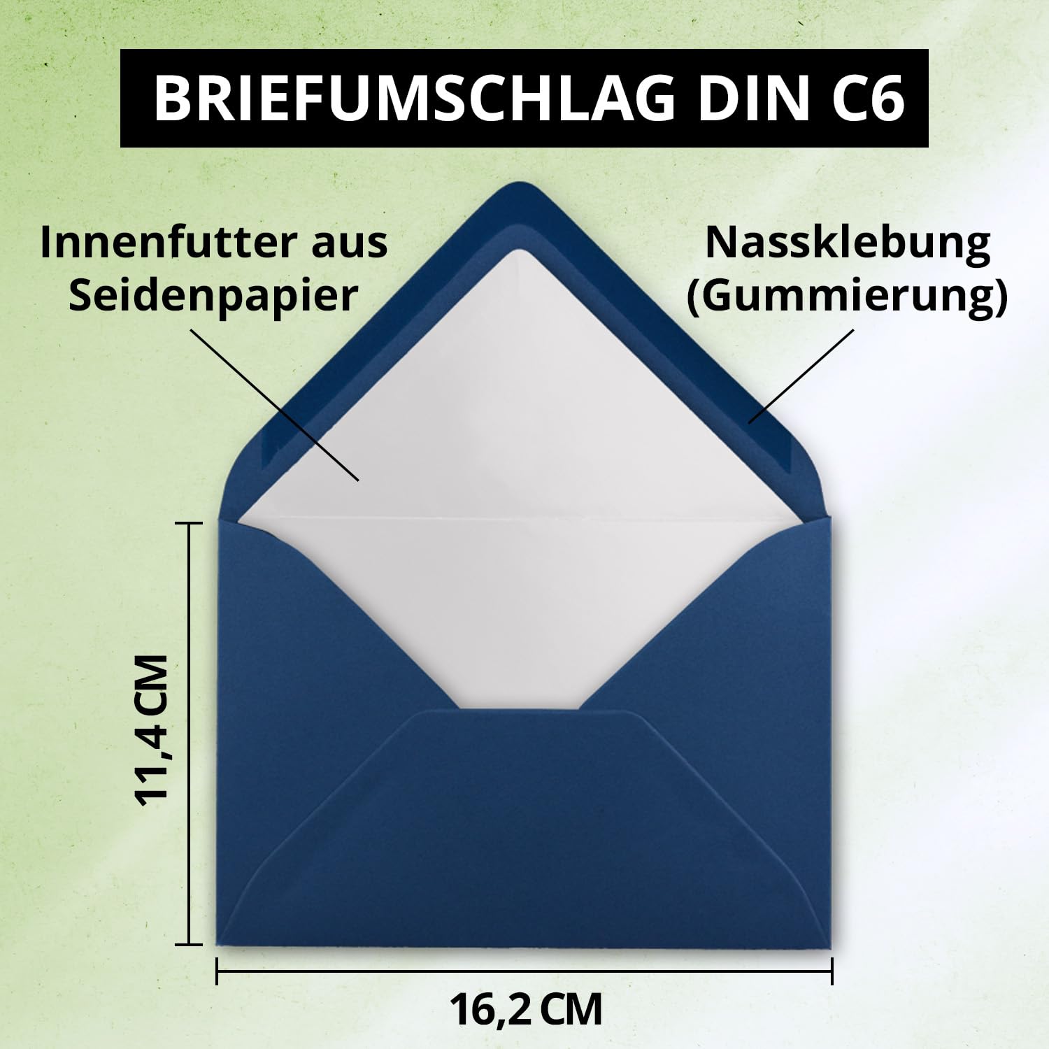 50 enveloppen, crème gemarmerd, DIN C6, gevoerd met wit zijdepapier, 100 g/ m², 11,4 x 16,2 cm, nat plakrand, NEUSER PAPIER 50 enveloppen, crème gemarmerd, DIN C6, gevoerd met wit zijdepapier, 100 g/ m², 11,4 x 16,2 cm, nat plakrand, NEUSER PAPIER