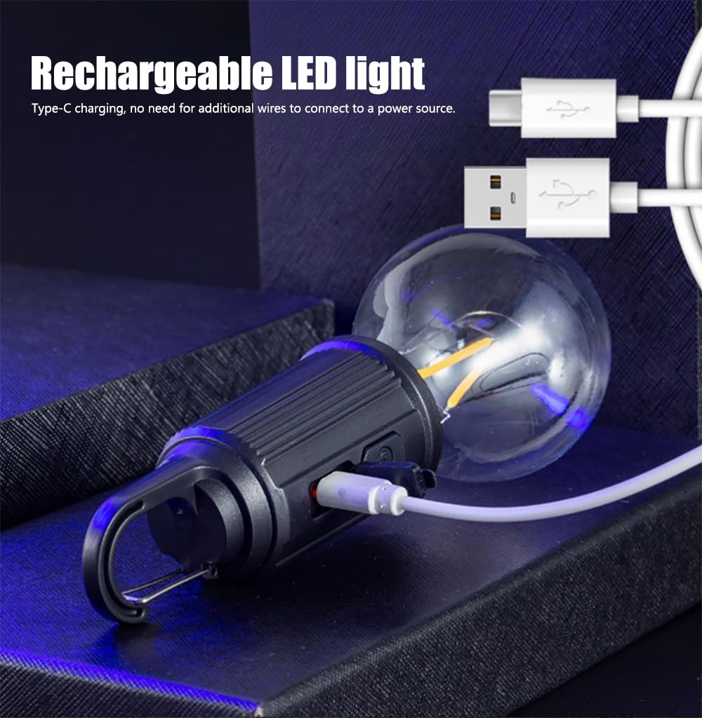 POCKETMAN 4 bombillas LED recargables Luz de camping portátil 3 modos de iluminación Adecuada para camping al aire libre, iluminación de jardín, emergencias por cortes de electricidad