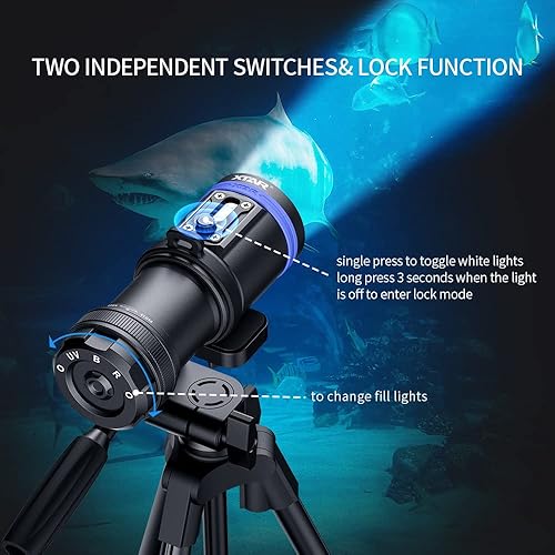 Miniatura 2 de XTAR D30 4000 Lumen Buceo Linterna de Buceo Luz de Video LED multicolor, Luz subacuática de 328.1 ft de Fotografía de Buceo con Función de Bloqueo