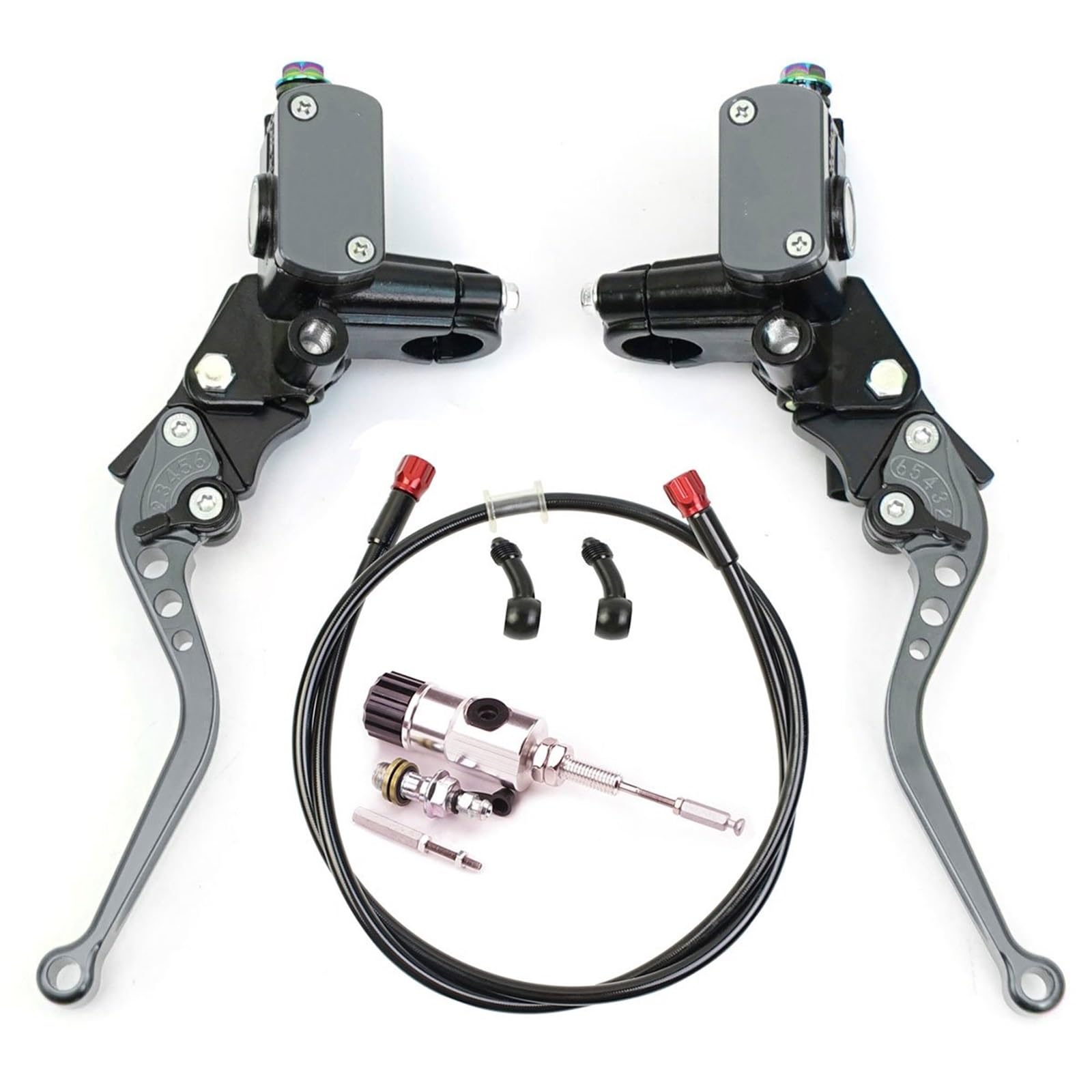 Iukmr Grey Kit Motorcycle Clutch Brake Lever Motorcycle Hydraulic Clutch Kit Brake Master Cylinder Disc Lever Led(Grey Kit)