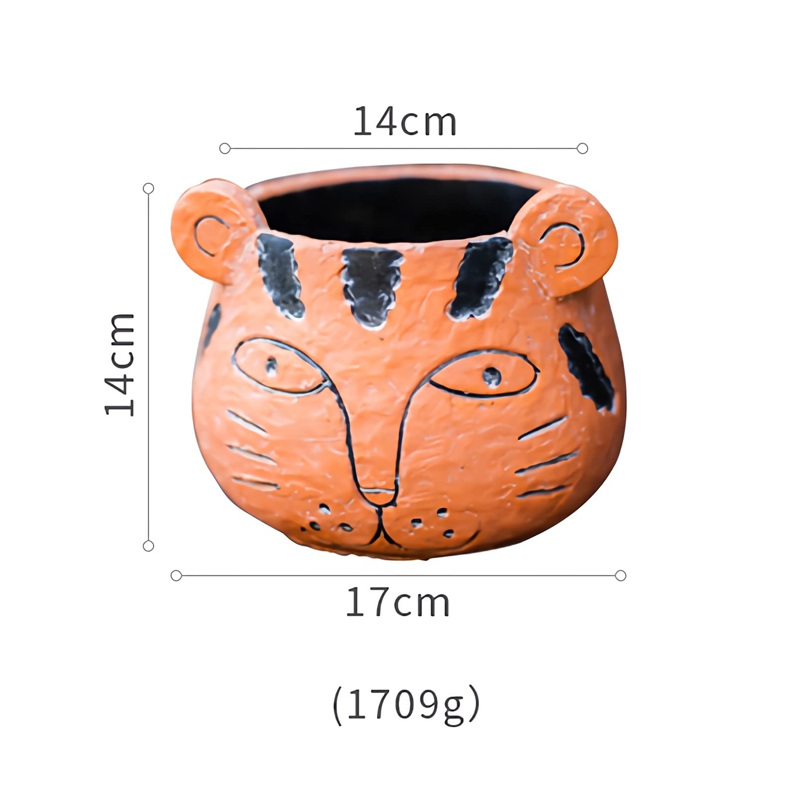 Amazon.co.jp: 庭の彫刻 赤い陶器 粘土 虎の頭の形をした植木鉢 庭の