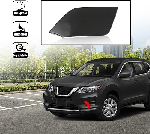 Miniatura 3 de G-PLUS Cubierta de gancho de remolque para parachoques delantero compatible con Nissan Rogue 2017 2018 2019 2020 negro tapón de remolque 622A0-6FL0H