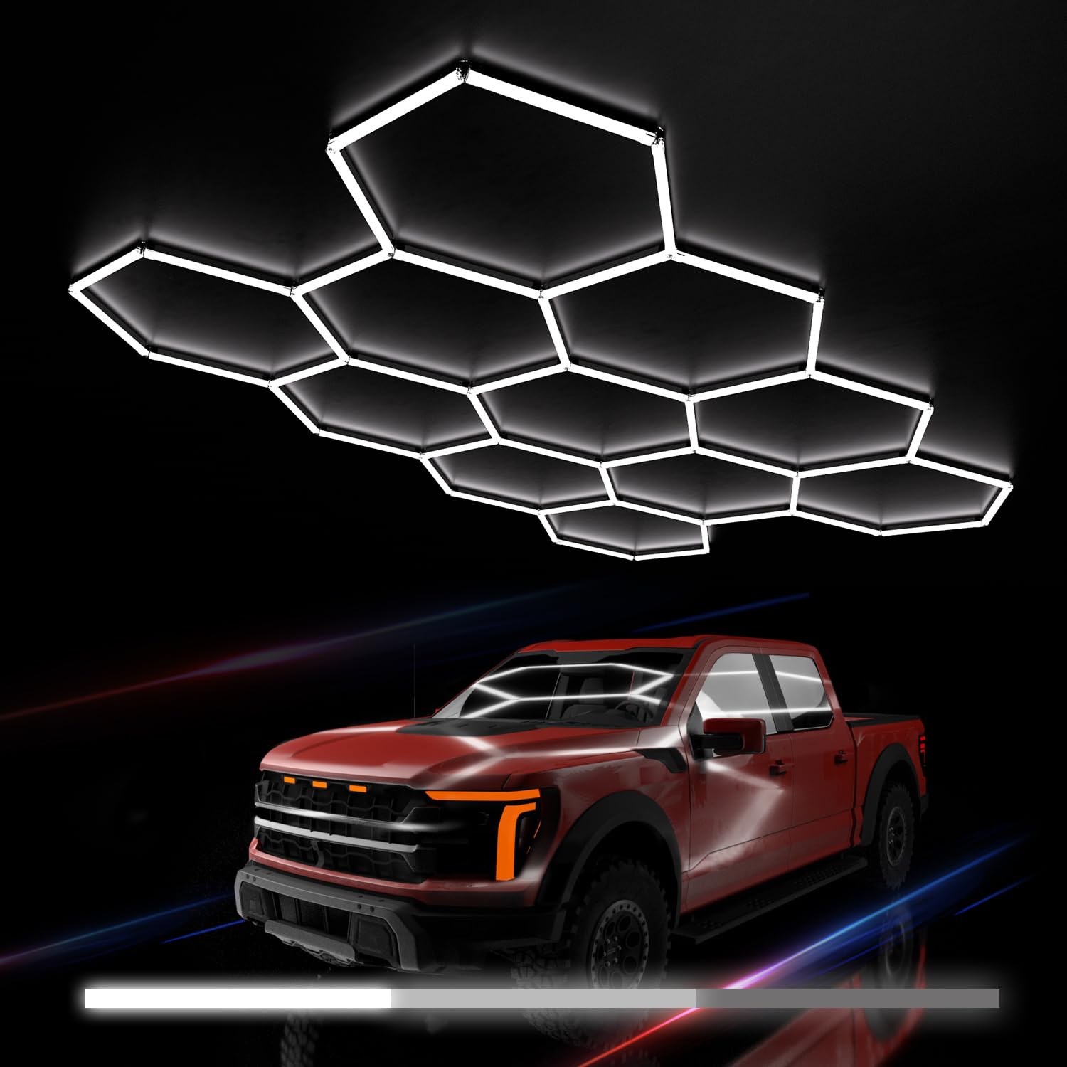 Hexagon Garage Lights 3 Level Dimmable 329W Tube 11 Grids Hexagon LED Lights - Easy Install 6500K Super