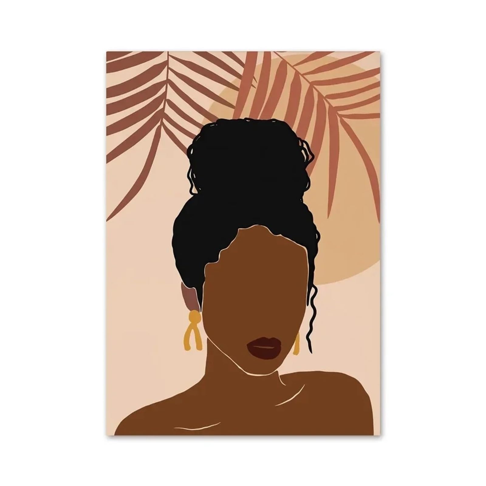 Xenite Girls D Wall Art Canvas Prints Monstera Illustration Abstract Black African Art Canvas Painting Nordic Posters An Prints Wall Pictures Bedroom Home Ecor(,40X50cm)
