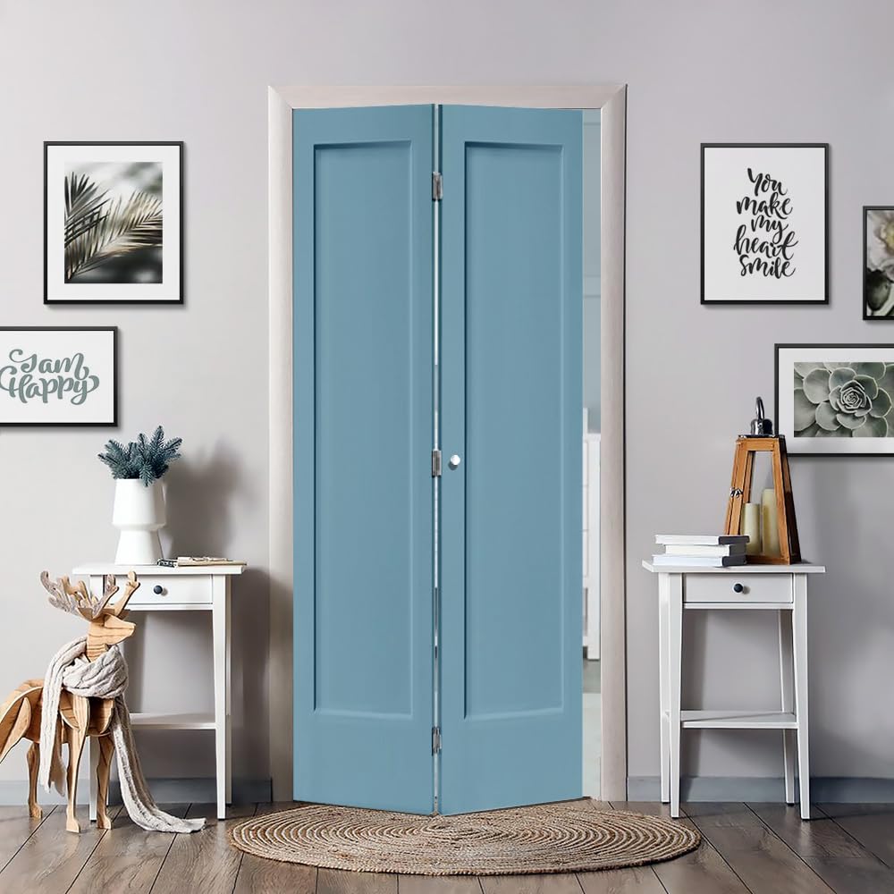 36 in. x 80 in. 1 Panel Shaker Dignity Blue Painted MDF Composite