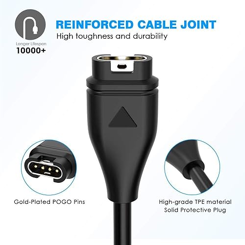 Miniatura 5 de E ECSEM Compatible con Garmin Vivoactive 3, Vivoactive 4 4S, Vivoactive 5, Vivoactive 6 Cargador de repuesto USB de sincronización de datos Clip de