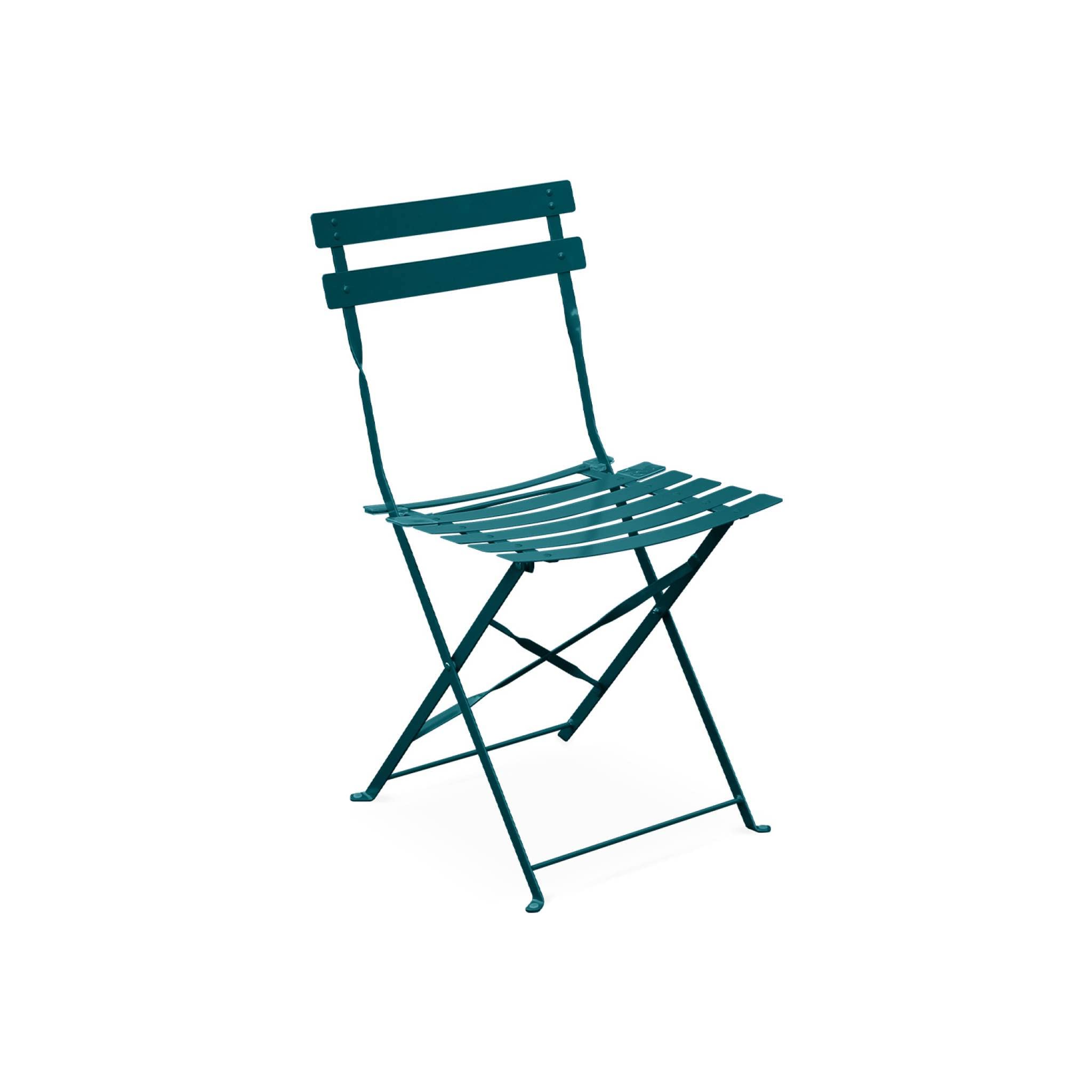 Alice's Garden Set Tavolo da Giardino Pieghevole in Acciaio con 4 sedie, 110cm Blu - 110x70x71 cm