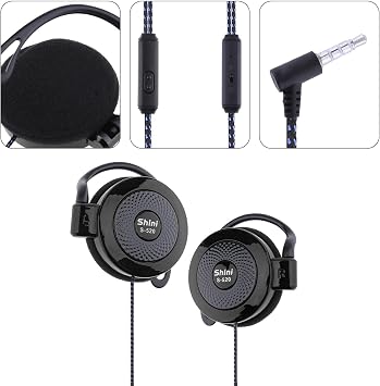Clip On Earphones Wired, 3.5mm Ear Hooks Stereo Earphones | Exercise Jogging Hiking Climbing Camping with Ear Hooks MP4 and Gaming Earbuds Silen