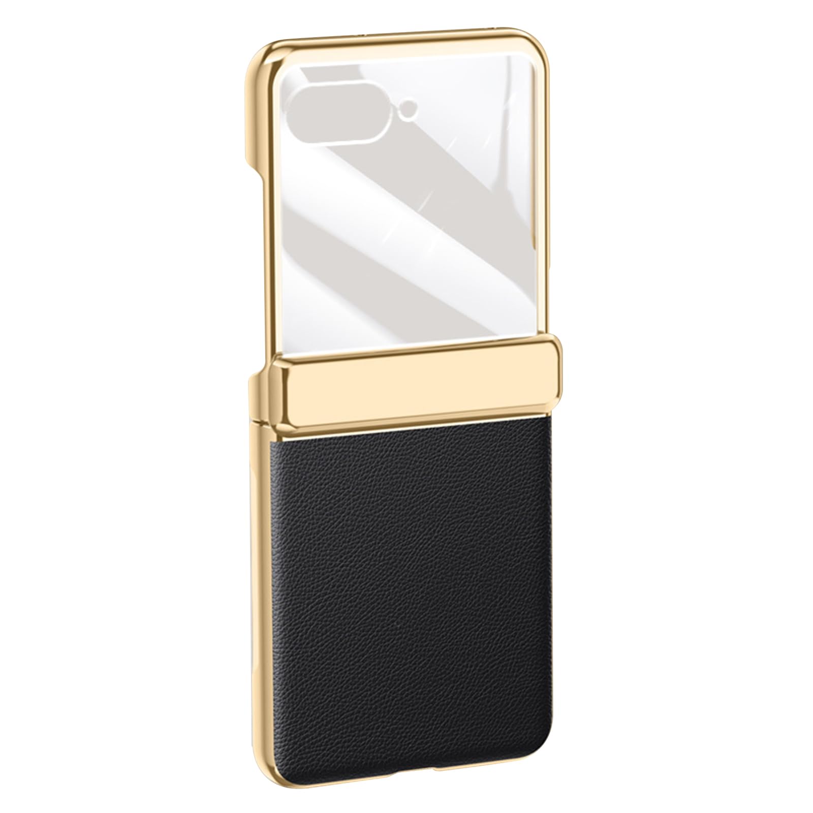 FDUJINH Case for Motorola Razr 70 Ultra /70, Luxury Leather Electroplated Cover Built-In Screen Protector Hinge Shockproof Phone Shell,Black,70