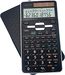 Sharp EL-506TSBBW Calculadora científica de engenharia de 12 dígitos com capa rígida protetora, bateria e visor LCD híbrido solar, ótimo para estudantes e profissionais, preto