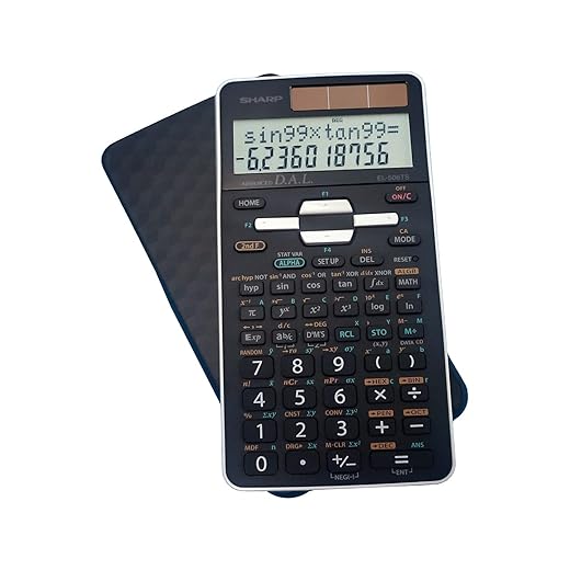 Sharp EL-506TSBBW 12-Digit Engineering/Scientific Calculator with Protective Hard Cover, Battery and Solar Hybrid Powered LCD Display, Great for Students and Professionals, Black