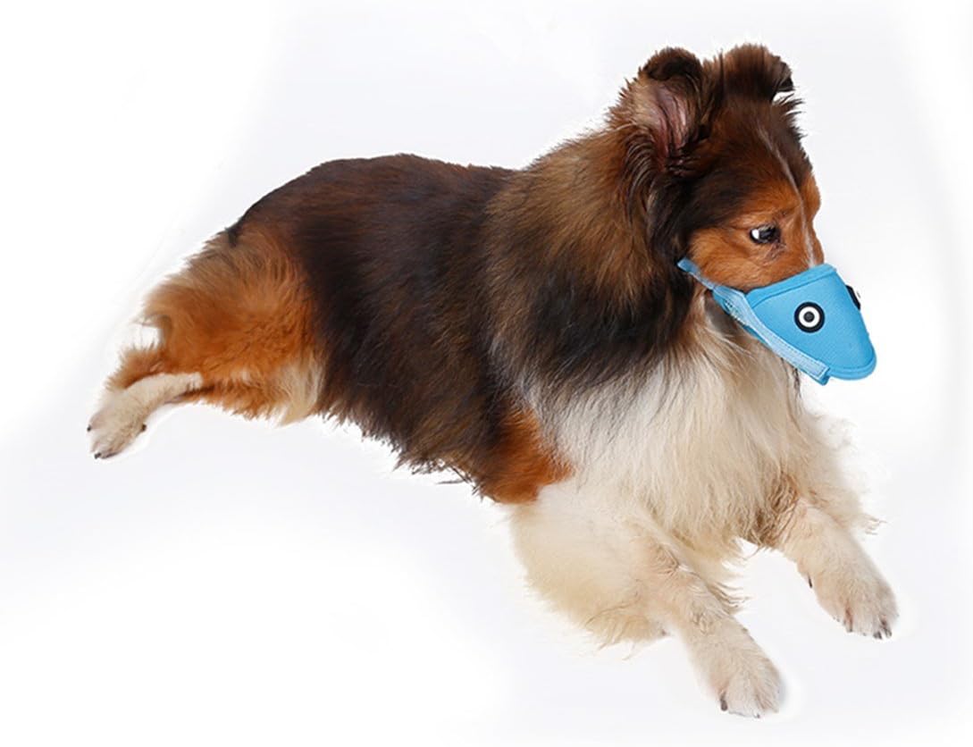 Dog Puppy Pet Cute Muzzle Anti-bite Mouth Covers Set Masks Anti-picking Mouth Set M Blue